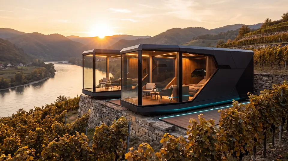 Zwei Kapseln als Ferienunterkunft am Weinberg in der Wachau